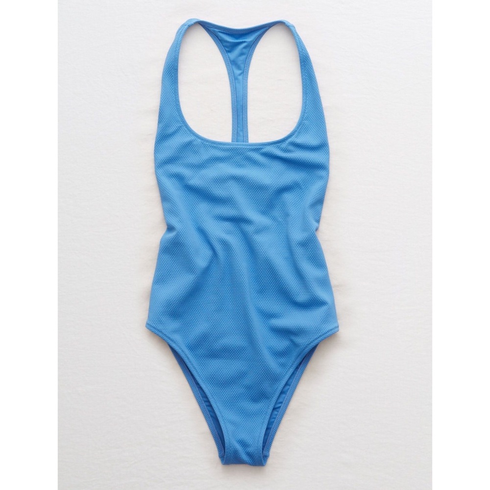 AERIE light blue racerback one-piece swimsuit M